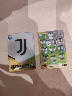 Juventus Panini badge and line-up stickers used