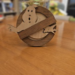 Χειροποίητο ξύλινο διακοσμητικό λογότυπο Ghostbusters καινούργιο