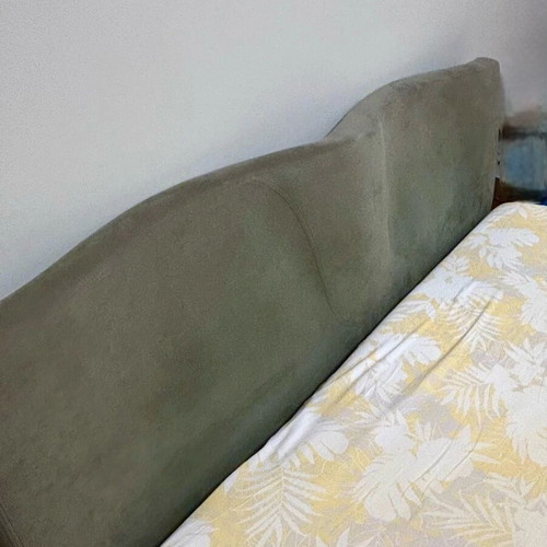 Eleni Natsi Solid Bed with Alcantara and TEMPUR Memory Foam Elite Mattress Like New
