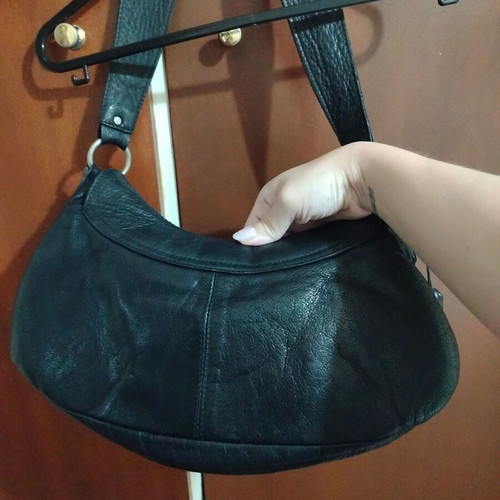 Hispanitas vintage leather shoulder bag, black