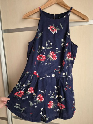 Stradivarius navy floral playsuit used