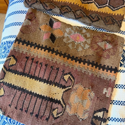 Vintage woven kilim cushion covers set of 2, used, boho decor