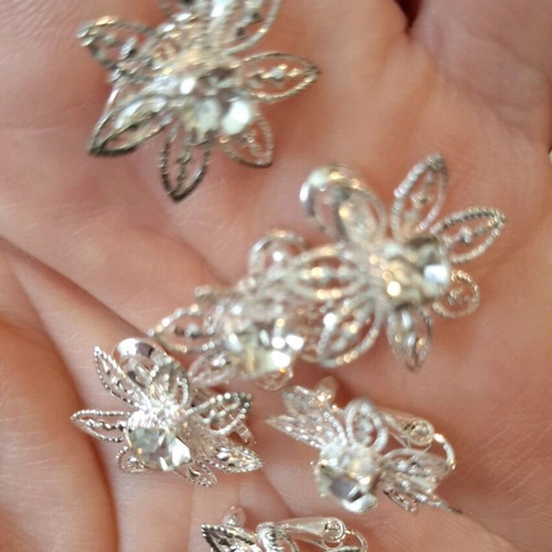 Hair accessories new, pack of 12 with rhinestones in silver and gold