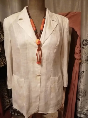 Linen jacket new long ecru XL from Milan