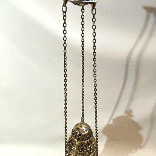 Bronze hanging lamp used with depiction of Saint George