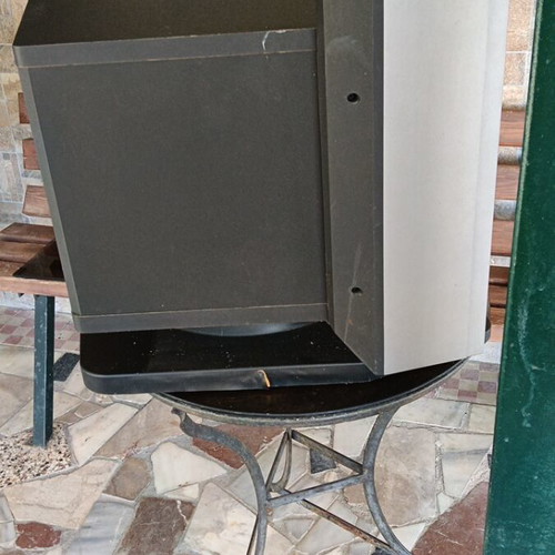 TV stand used, heavy with glass shelves