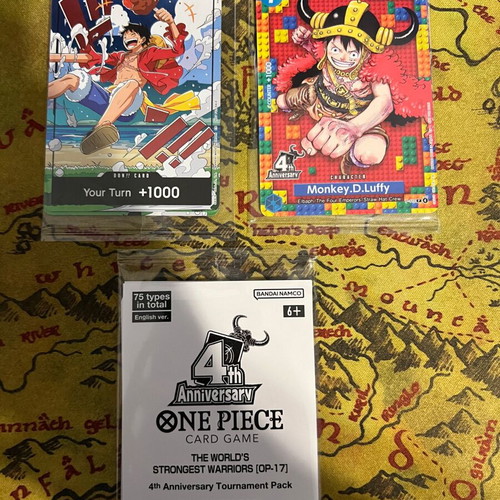 One Piece OP17 4th Anniversary Promo Card Set Lego Luffy Don Pack
