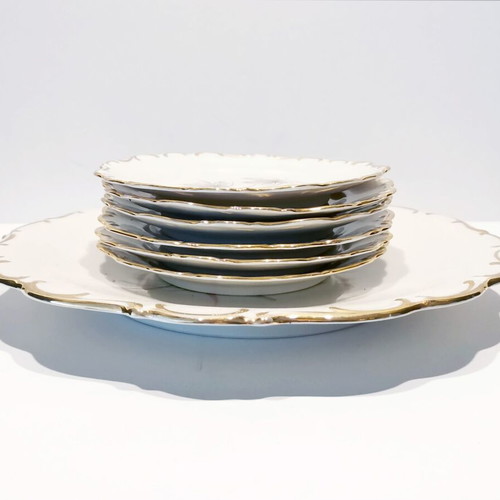 Vintage pasta set used, porcelain, 7 pieces Hutschenreuther Hohenberg Germany