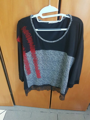 Blouse used, thin wool blend with cotton, black, size XL