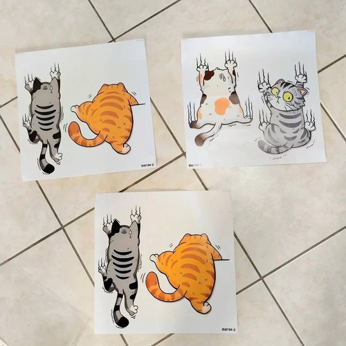Cat stickers for kids room, pack of 6, new