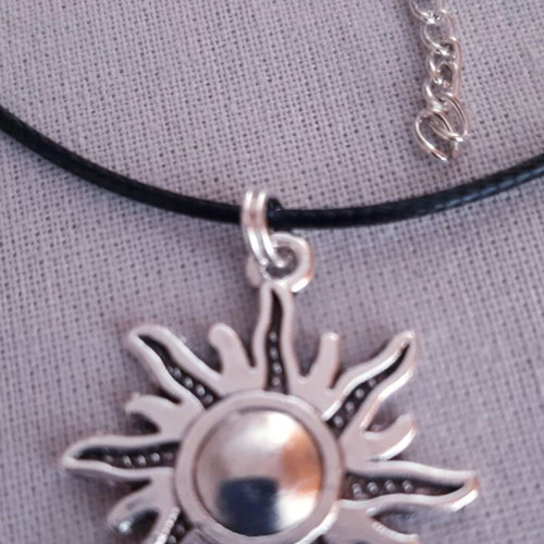Sun necklace with metal sun pendant, handmade, new, gift pouch