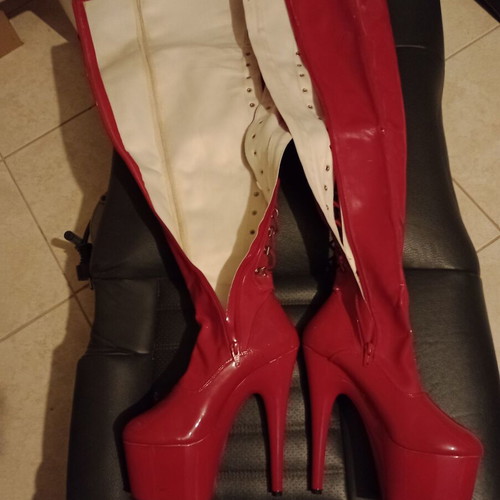 Pleaser Flamingo 3063 boots size 37 used red 17 cm heel