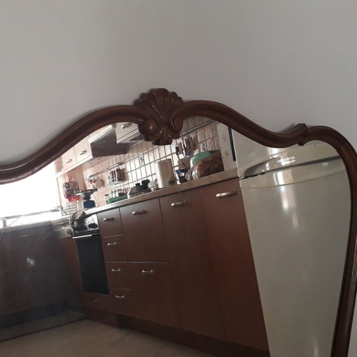 Wooden carved mirror used 98x98 cm with support base