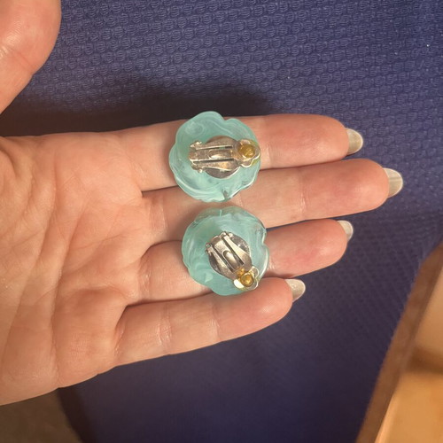 Earrings vintage turquoise clip-on like new
