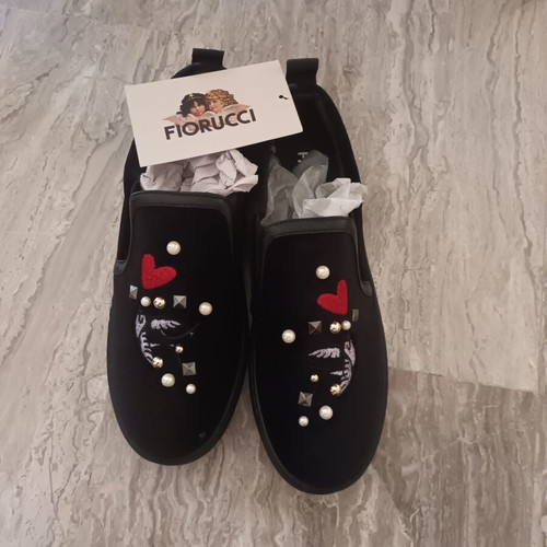 Winter Home Slippers size 39 black decorated new