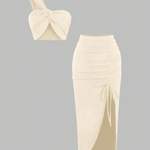 Shein yellow elastic skirt and top set new, medium size