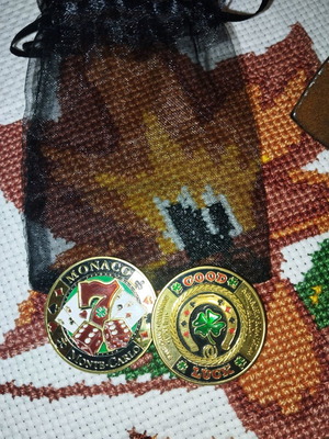 Collectible lucky coins like new, set of 2 from Monte Carlo and Las Vegas