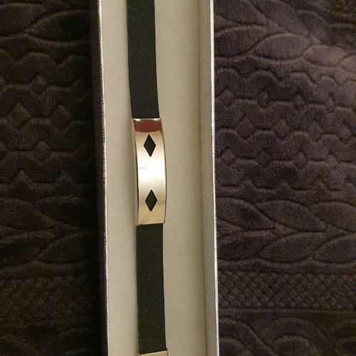 Steel men's bracelet with rubber new, length 20 cm