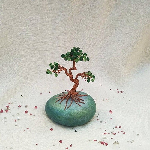 Large Bonsai Wire Tree New with Marble Stone