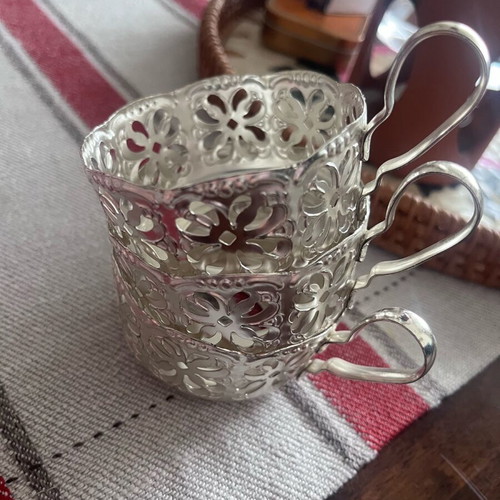 Vintage glass holders used, set of 6 pieces