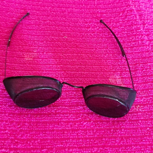 English Railway Glasses used, circa 1860 with original leather case