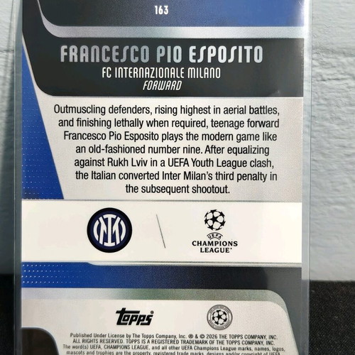 Francesco Pio Esposito Raindrops Rookie card new