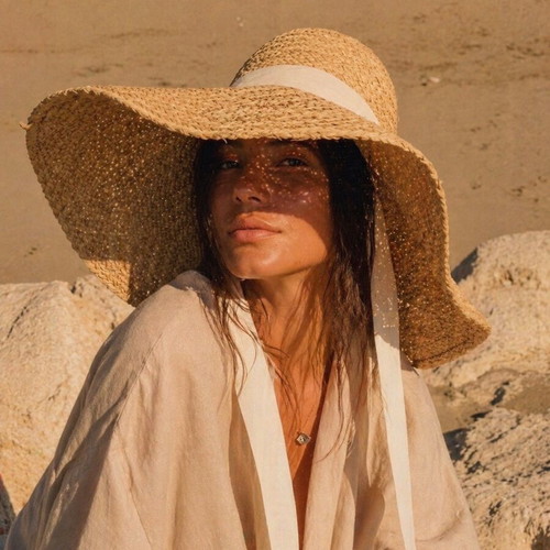 Handcrafted French straw sun hat with oversized brim, like new