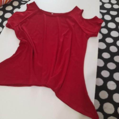 Plus size blouse short sleeve with open shoulders like new, red 5XL