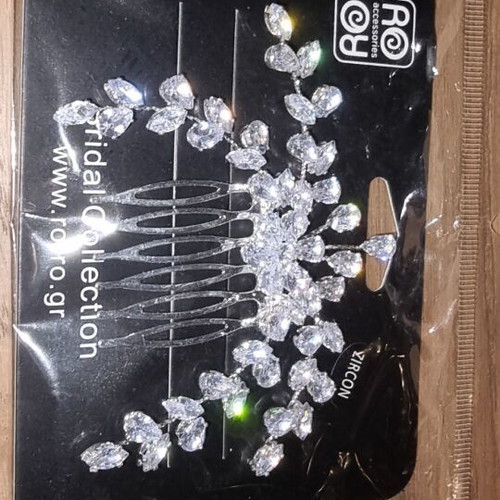 Bridal hair clip new with zircon, white and silver