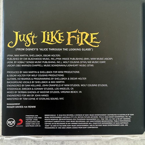 Pink Just Like Fire CD single, pop