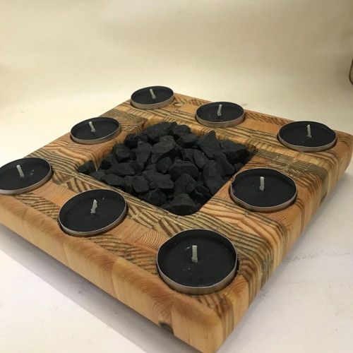 Handmade wooden tealight holder from pine new, decorative candle accessory