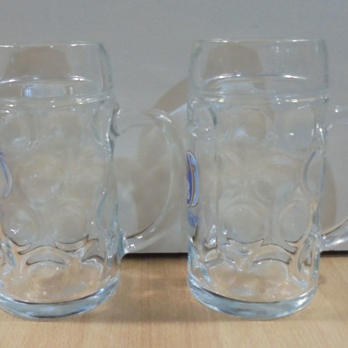 HB Hofbrauhaus Munchen beer set of two used glass mugs 0.5l