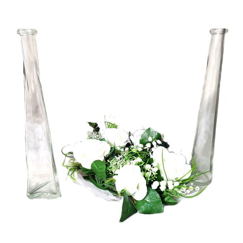 Tall glass vases wedding/baptism decoration set like new