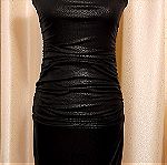  Φόρεμα μαύρο στράπλες με print φίδι. Νο S-M