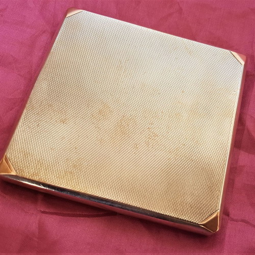 Silver and gold handmade vintage cigarette case used, Made in England 1932
