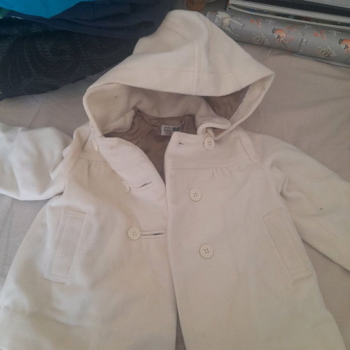 Zara baby white cream baby coat 12-18 months nearly new