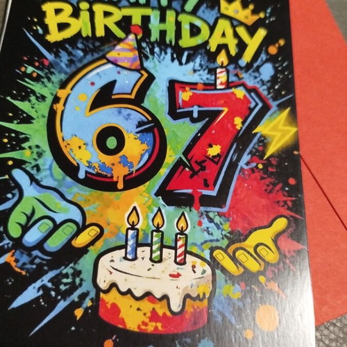 Birthday card six-seven 67 new with red envelope