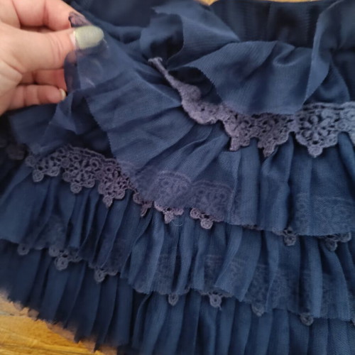 Mayoral blue skirt with tulle and lace, age 3-4