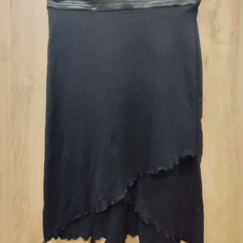 Black asymmetrical midi skirt with lettuce hem, like new, size L