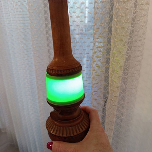 Vintage Handmade Metsovo Wood Carved Table Lamp used