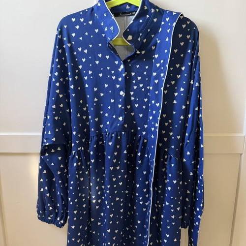 Blousedress new, blue, fabric like sweatshirt with belt