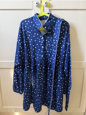 Blousedress new, blue, fabric like sweatshirt with belt