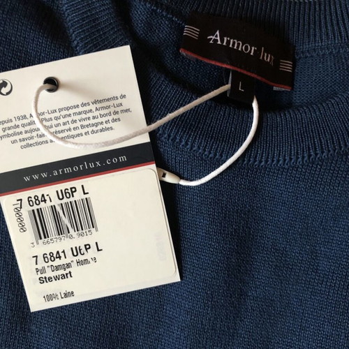 Armor Lux Damgan Pullover new men's sweater 100% merino wool blue M