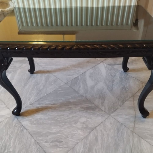 Classic vintage coffee table solid wood and glass like new
