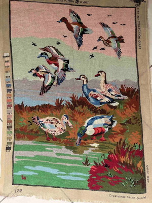 Handmade embroidery "Wild Ducks at the Lake" like new
