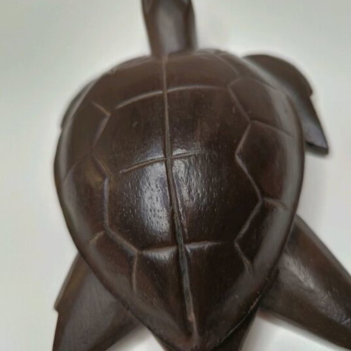 Wooden Turtle Ashtray with Lid, Hand Carved