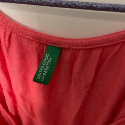Benetton vintage dress used, pink multicolor, size S/M