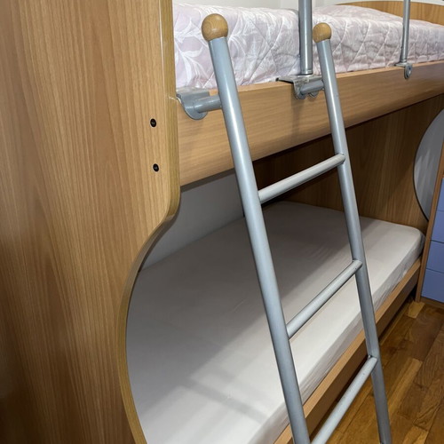 Neoset wooden bunk bed with two mattresses, like new
