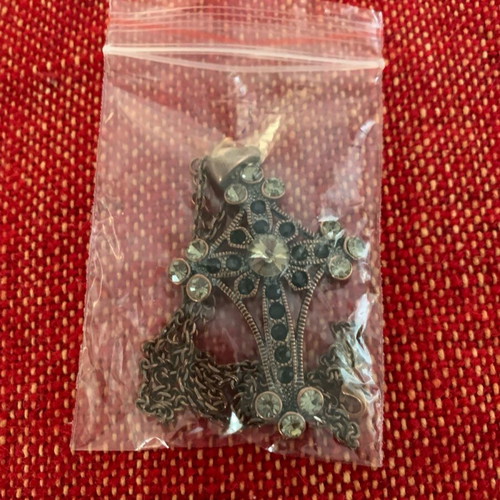 Cross rose bronze with zircon, like new