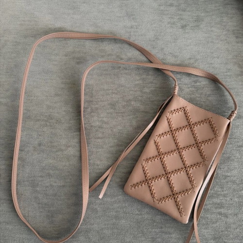 Callista phone bag in beige grained leather